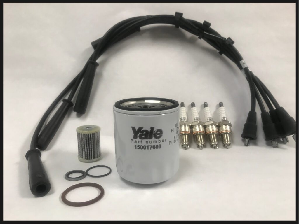 Yale LX and VX spark plugs, oil and engine filters - parts package for mazda engine