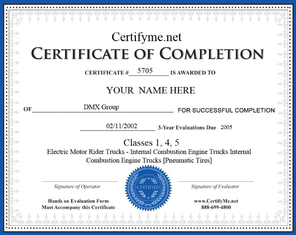 forklift operator certificate