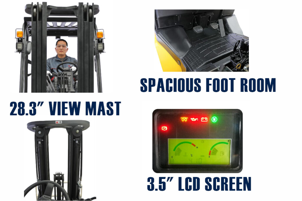 UX Series Yale Forklfit Foot Room, Mast View and LCD Display