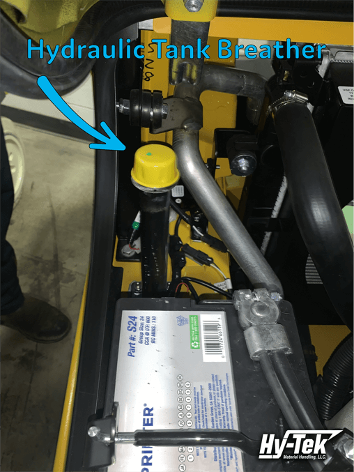 Hydraulic Tank Breather on Forklift Location